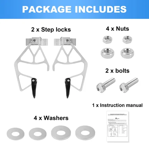 Vista 3 de Kit de bloqueo de peldaños 28-11 para cerraduras de escalera de extensión de aluminio Werner, compatible con escalera de extensión Werner