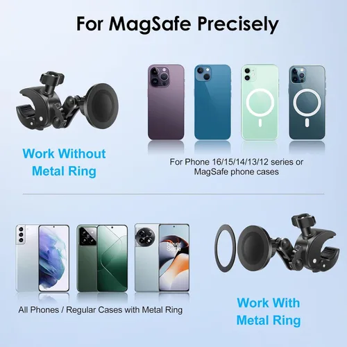 Vista 5 de EEEKit Soporte magnético para manillar de teléfono de bicicleta con brazo de extensión de 5.12 pies, soporte de abrazadera para cinta de correr