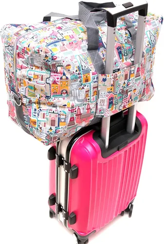 Vista 2 de Bolsa de viaje plegable grande para las mujeres del hospital bolso lindo floral bolso de hombro semanal durante la noche llevar en la bolsa