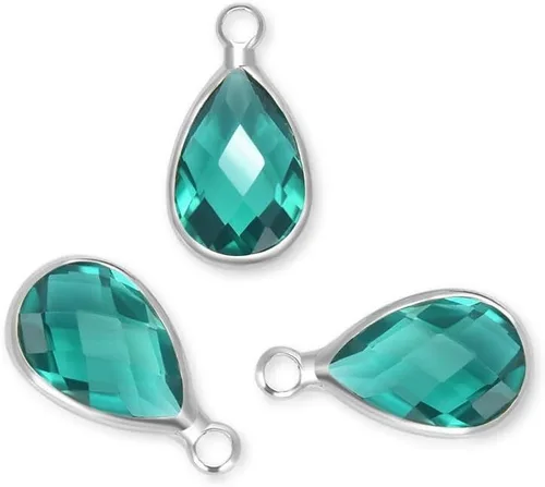 Vista 9 de Adabele Colgante de piedra natal de grado A, gota de 0.433 in, 0.551 in y 0.630 in, chapado en plata de ley para aretes personalizados, pulseras
