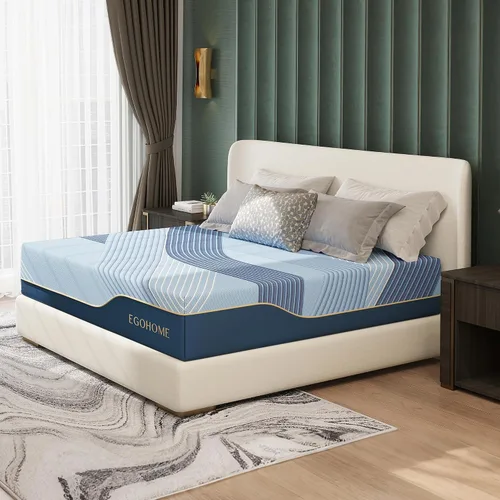 Vista 2 de EGOHOME - Colchón híbrido tamaño King de 14 pulgadas, espuma viscoelástica refrescante, firmeza media