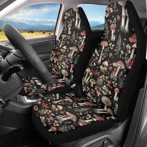 Vista 41 de Mumeson Fundas protectoras de asiento delantero de automóvil con estampado de calavera y girasol, fundas elásticas para asiento de automóvil, 2