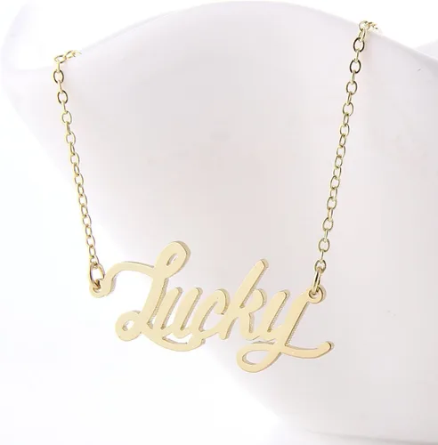 Vista 3 de HUAN XUN - Collar con nombre personalizado en plata dorada