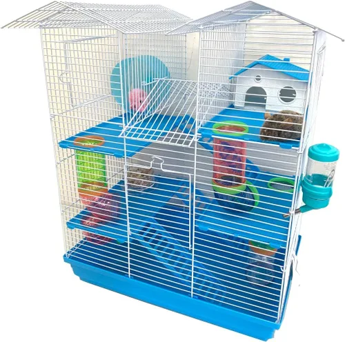 Vista 5 de Torre gemela rosa grande de 5 niveles de nivel de cruce de tubo hábitat hámster sirio hogar roedor jerbo ratones ratones ratones ratas alambre
