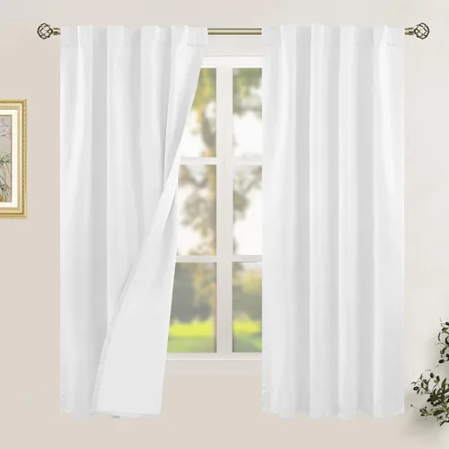 Vista 24 de LAMIT Cortinas opacas cortas de lino de 30 pulgadas para ventanas de cocina sobre el fregadero, cortinas de café texturizadas de lino marfil