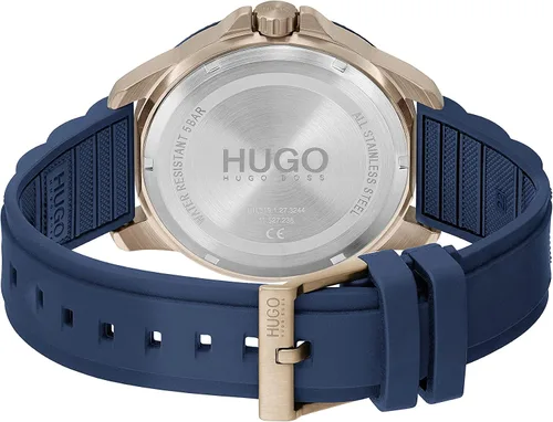 Vista 3 de HUGO Reloj de cuarzo para hombre de acero inoxidable con correa de silicona azul 22 modelo 1530210 Azul Patchwork Reloj de cuarzo