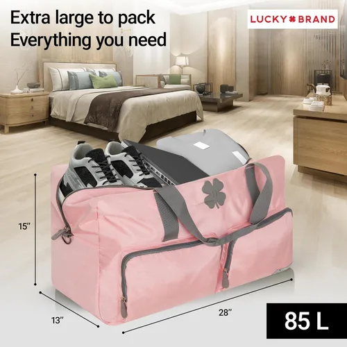 Vista 5 de Lucky Brand Bolso de fin de semana plegable para adultos con correa de hombro ajustable para adultos unisex, Rosa (Bridal Rose), Deportes