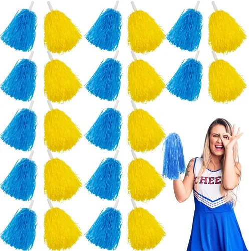 Vista 6 de Lovecheer 24 pompones de plástico de animadora con asa para animadoras deportivas y bailar