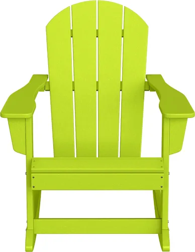 Vista 4 de Malibu - Sillas mecedoras Adirondack para patio al aire libre con juego de mesa auxiliar, lima