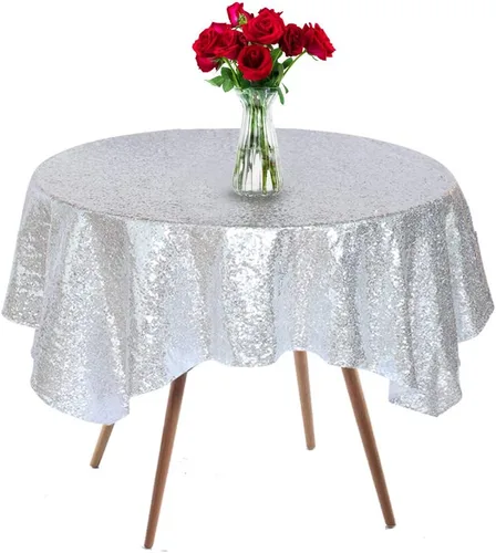 Vista 17 de Mantel de lentejuelas de 50 x 50 pulgadas, mantel negro brillante con purpurina brillante y secuencia metálica, para decoración de fiesta