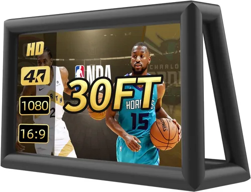 Vista 12 de Pantalla de cine inflable para exteriores de 20 pies, pantallas inflables de proyección frontal y trasera con soplador de aire, lo mejor para noches