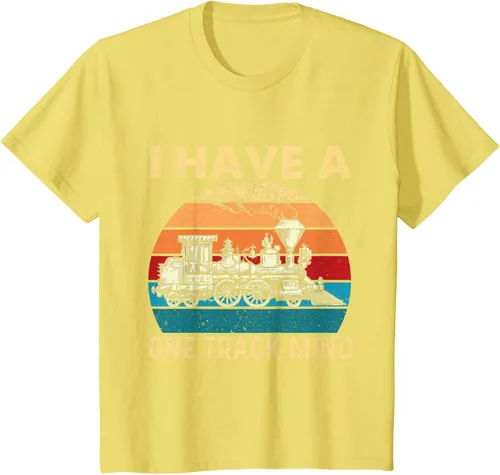 Vista 42 de Camiseta con texto en inglés "I Have A One Track Mind - Trainspotter Model Train Railroad, Negro, S