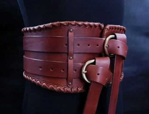 Vista 4 de Cinturón de riñón de cuero medieval, cinturón larp, armadura larp de los hombres, cinturón vikingo, cinturón pirata, marrón, estándar