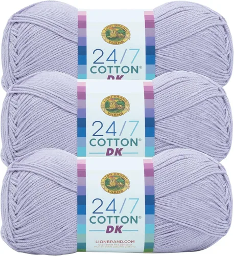 Vista 15 de Lion Brand Yarn Estampados DK de algodón 24/7, hilo para tejer, ganchillo y manualidades, azul, paquete de 1 Cotton Yarn for Knitting, Crochet