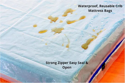 Vista 3 de Bolsa de almacenamiento para colchón de cuna con cremallera, funda de 3 mil de grosor Plastic Mattress Protector for Moving, Waterproof, Heavy