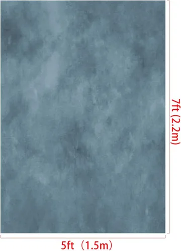 Vista 2 de Kate Telones de fondo para fotografía de retrato con textura de 5 pies de ancho x 7 pies de alto, para fotógrafos, microfibra, turquesa, azul (gris)