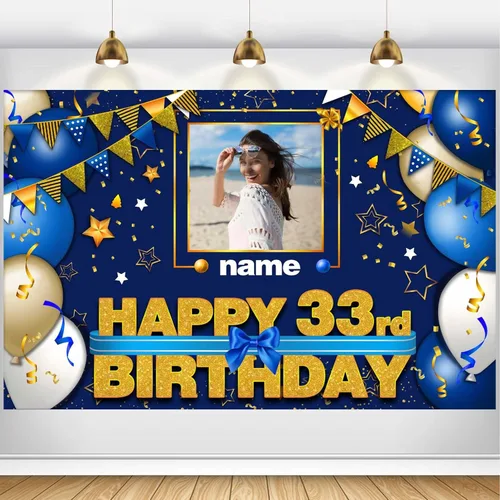 Vista 14 de Pancarta Personalizada de Decoraciones de Feliz Cumpleaños 101 - Telón de Fondo de 101 Años para Mujeres Hombres Niños Niñas Suministros de Fiesta