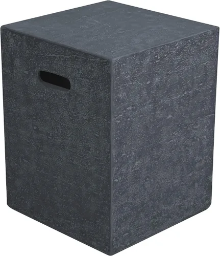 Vista 8 de AMS Chimenea Elementi Cubierta cuadrada de tanque de propano estilo Nápoles de 20 libras Base de hormigón GFRC Dimensiones: 17.3 x 17.3 x 25.6