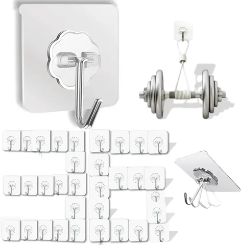 Vista 10 de DDMY Ganchos adhesivos resistentes para colgar 50 libras (máx.), ganchos de pared negros con fuerte adherencia, gancho extraíble sin daños