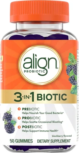 Vista 6 de Align Probióticos, gomitas bióticas 3 en 1, prebióticos + probióticos + postbióticos, marca de probióticos número 1 recomendada por médicos‡, ayuda