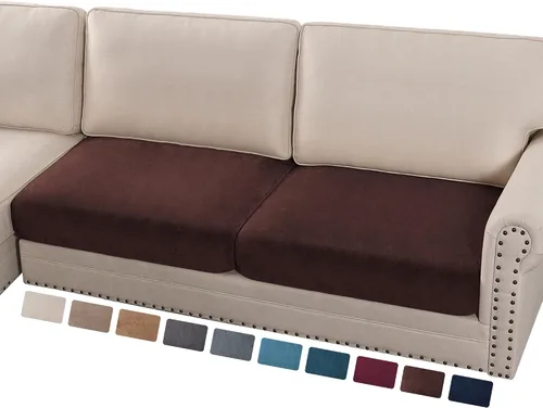 Vista 40 de PrinceDeco Fundas de cojín para sofá, funda elástica y lavable, funda de cojín ajustable de tela de terciopelo antideslizante, protector de muebles