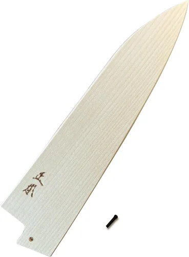 Vista 4 de MASAMOTO Funda de cuchillo de chef de 7 pulgadas (7.087 in) Gyuto Saya japonés con alfiler, cubierta protectora de cuchillo de cocina de madera