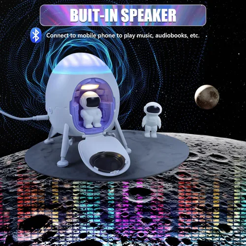 Vista 4 de Lander - Proyector de astronauta con luz nocturna, altavoz integrado Space Man Buddy LED, planetario, lámpara de astronauta, regalos con modo
