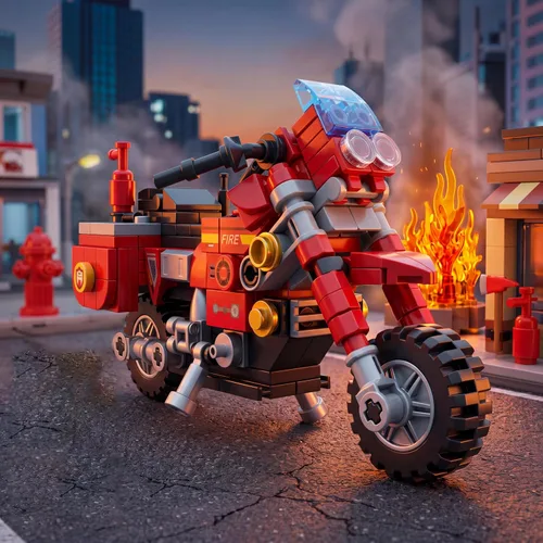 Vista 6 de City Fire - Juego de construcción de motocicleta de 233 piezas, bloques de construcción de rescate de incendios compatibles con Lego, juguetes