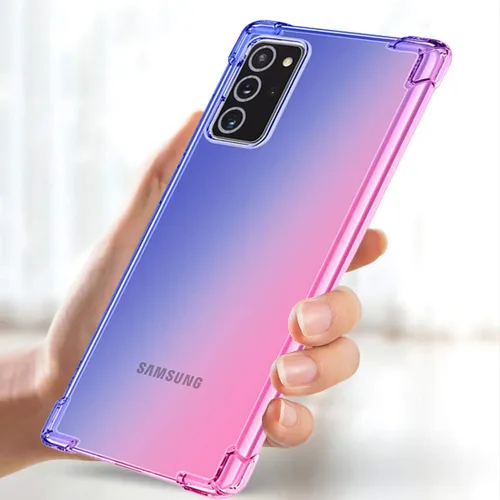 Vista 5 de Funda para Galaxy Note 20, bonita funda de TPU transparente, absorbente de golpes, ligera, azul/rosa