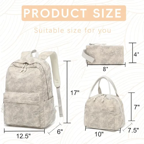 Vista 41 de LOIDOU Mochila para adolescentes y niñas, mochila escolar con lonchera y estuche para lápices, juego de bolsas escolares 3 en 1