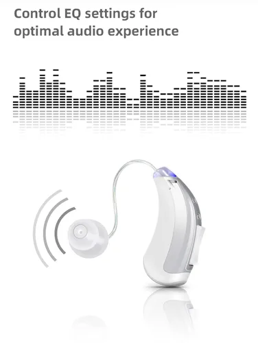 Vista 5 de Amplificador auditivo recargable, funda de recarga, conexión Bluetooth con cualquier dispositivo, procesamiento de sonido digital multicanal, sin