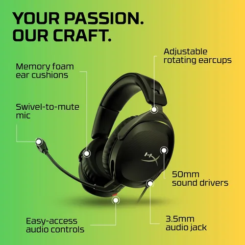 Vista 7 de HyperX Cloud Stinger 2 - Auriculares para juegos, auriculares DTS X Spatial Audio, auriculares ligeros sobre la oreja con micrófono, función