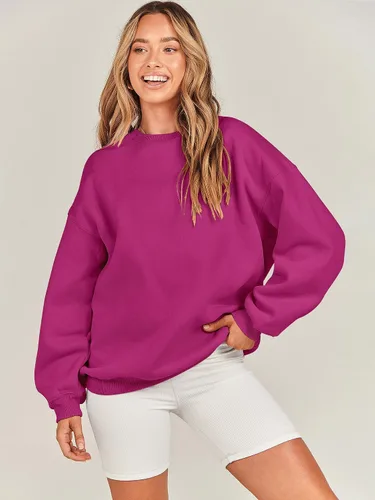 Vista 7 de ANRABESS Sudadera de gran tamaño para mujer, con cuello redondo, estilo Y2K, sudadera con capucha de forro polar, cómoda, camiseta informal, ropa