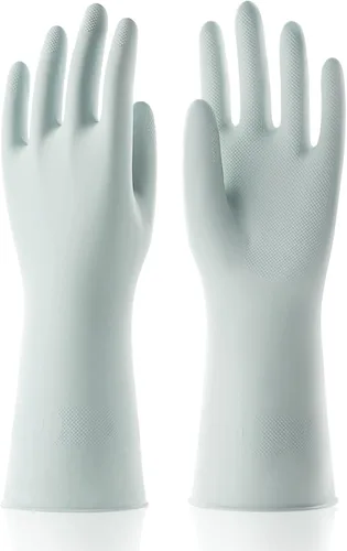 Vista 7 de COOLJOB 3 pares de guantes coloridos para el hogar con forro de algodón y agarre antideslizante, resistentes al agua, guantes de goma reutilizables