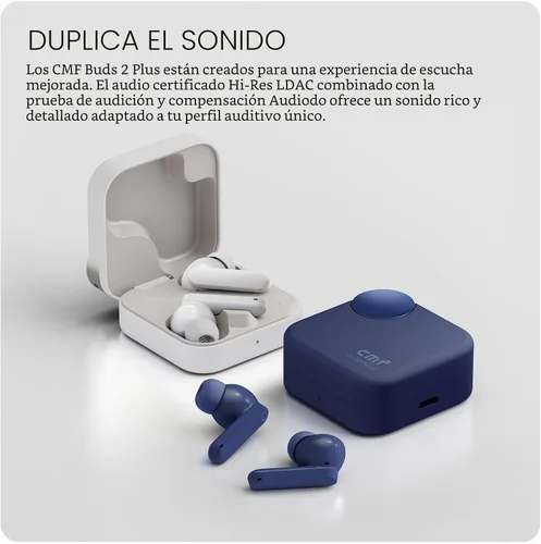 Vista 3 de CMF Buds 2 Plus 2025 Nuevos Auriculares Inalámbricos con Cancelación de Ruido Adaptativa, Auriculares Bluetooth de Audio de Alta Resolución