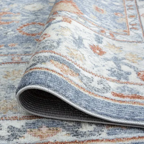 Vista 6 de Fashionwu Alfombra de baño con diseño floral para pasillo, alfombra moderna envejecida para sala de estar, alfombra turca, alfombra estética