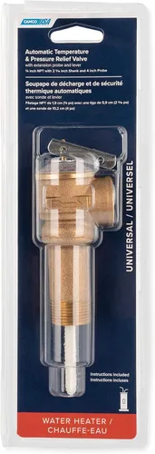 Vista 4 de Camco 10493 Válvula de alivio de temperatura y presión de 3/4" con sonda recubierta de epoxi de 4" - vástago extendido