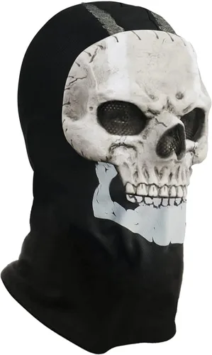 Vista 2 de Máscara de fantasma MW2 Cosplay disfraz de calavera completa máscara de cara completa