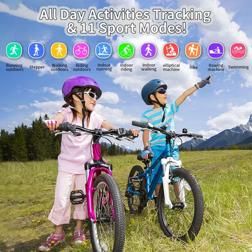 Vista 3 de Reloj para niños, rastreador de fitness, reloj de fitness para niños, rastreador de actividad con podómetros, cronómetro, resistente al agua IP68