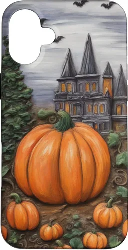 Vista 22 de iPhone 16 Vintage Floral Aesthetic Halloween Pumpkin Fall Autumn Case