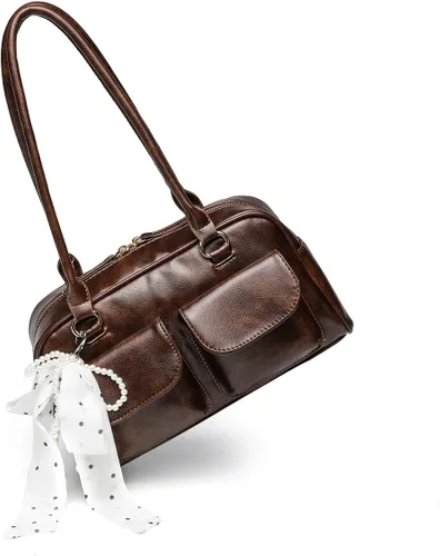 Vista 8 de Y2K - Bolsos de hombro para mujer a la moda, bolso Boston retro de piel sintética, ligero y versátil para el trabajo y los viajes