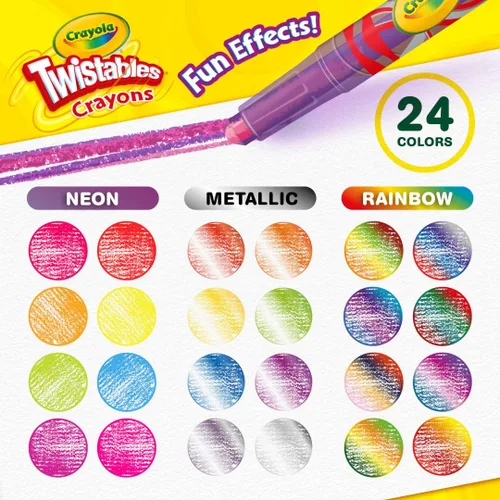 Vista 3 de Crayola Twistables - Crayones para niños (24 unidades) sin afilar, suministros para colorear para niños pequeños, menos desorden, relleno de media