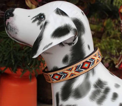Vista 4 de CHALLENGER Grande 21 '' - 25'' cesta tejido Tooled acolchado cuero con cuentas perro cachorro 60RT20