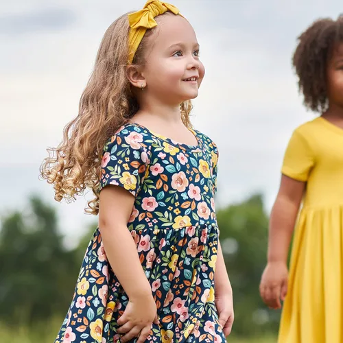 Vista 7 de Gerber Vestido de manga corta con viscosa hecho con eucalipto para bebé y niña pequeña
