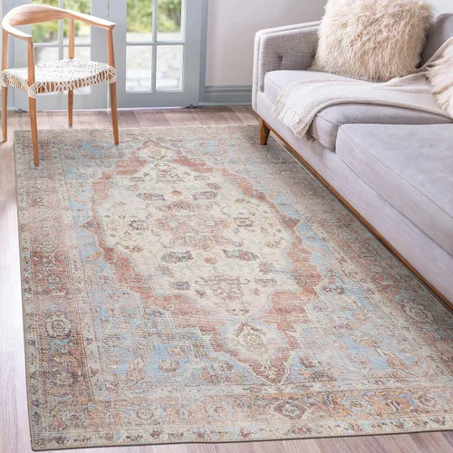 Vista 25 de GLN Rugs Bohemian - Troy - Alfombra de felpilla lavable a máquina, bohemio, lavable, antideslizante, alfombra de área de felpilla de pelo bajo