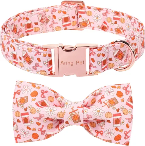 Vista 9 de ARING PET Collar de perro con corbatín, collares de terciopelo para perros con corbatín extraíble, collar de lazo ajustable para perros hembras