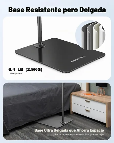 Vista 8 de AboveTEK Soporte de piso para tableta, elegante soporte de piso para iPad de altura ajustable con base estable, soporte de aluminio de rotación
