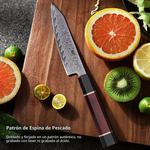 Vista 3 de FINDKING Cuchillo de pelar de damasco de 5 pulgadas, hoja compacta y versátil para cortar frutas y cocinas pequeñas, cuchillo de emparejamiento
