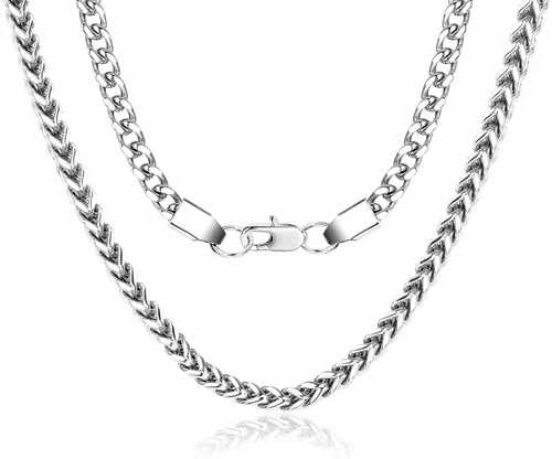 Vista 2 de FIBO STEEL 3-6 mm, collar de acero inoxidable estilo punk para hombres, 20-36 pulgadas