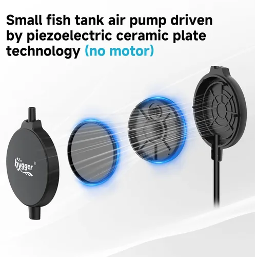 Vista 4 de hygger Mini bomba de aire para acuario de 1.5 W, aireador silencioso con clip de ventosa de tubo de piedra de aire, bomba de oxígeno pequeña